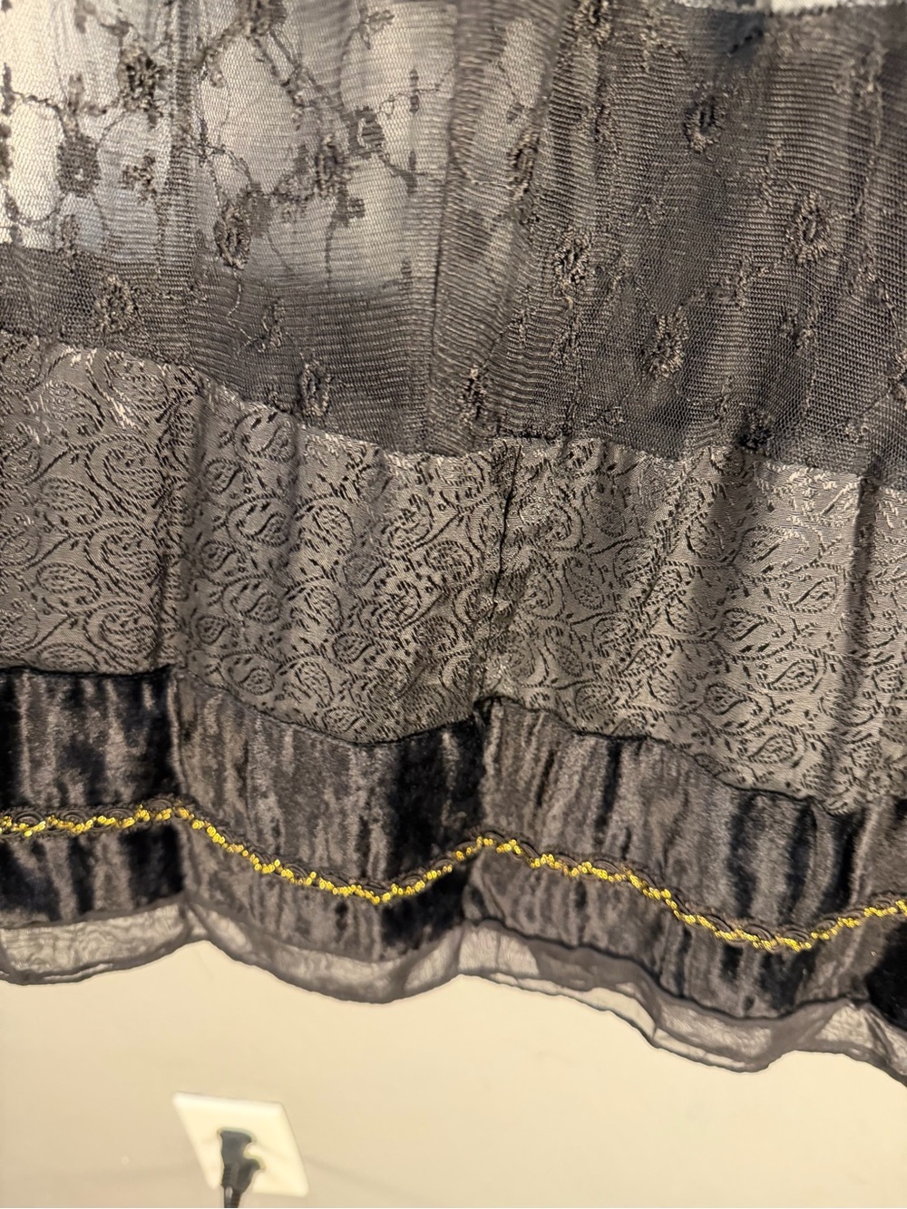 Monroe & Main Bohemian Black Tiered Maxi Skirt with Gold Accents - Picture 9 of 13